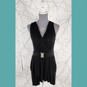 Joseph Ribkoff Black Ruched Tiered Clasp Front Dress